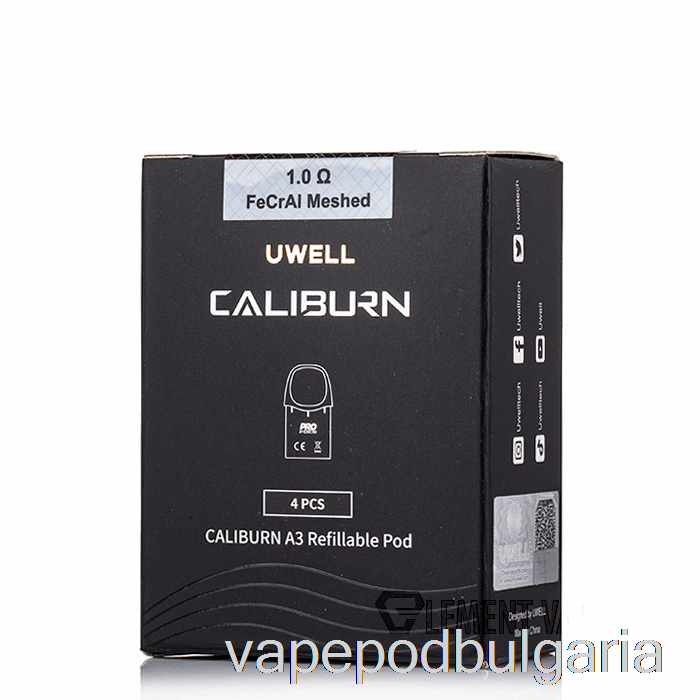 Vape 10000 Дръпки Uwell Caliburn A3 Replacement Pods 1.0ohm A3 Fecral Meshed Pods